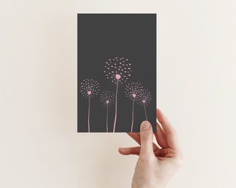 Abstract Floral Card, Mothers Day Greetings Card - Dandelion Clocks