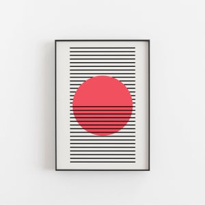Impression Art au trait moderne, Art mural rouge et noir, Décor moderne, Art mural minimaliste - Dip