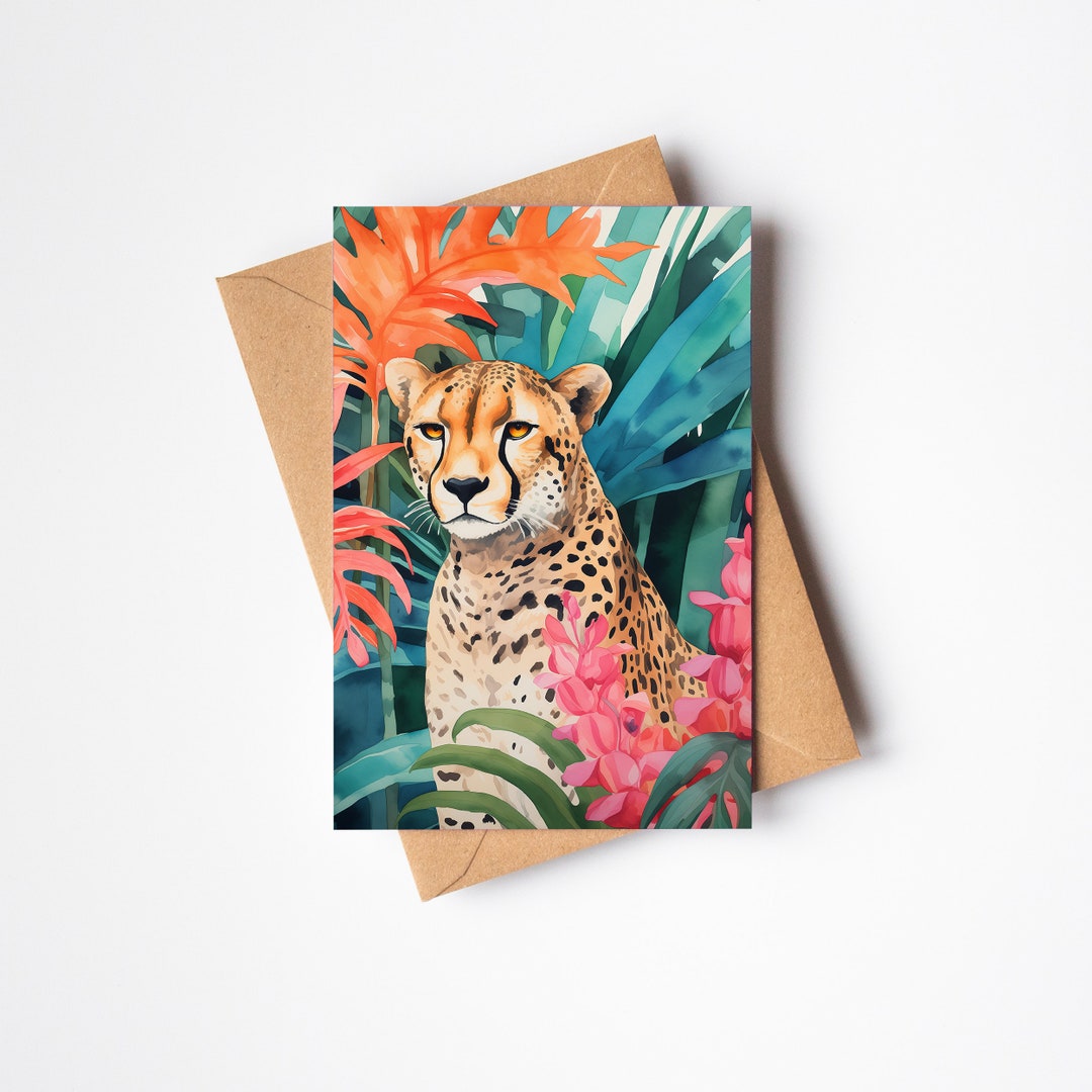 Cheetah Painting Greeting Card - Cheetah - Etsy