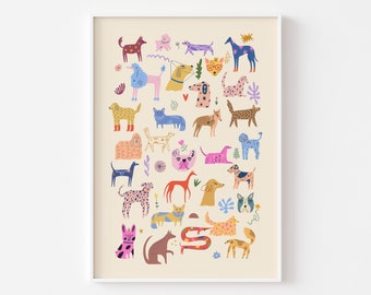 Dog Illustration Print - Dog Heaven