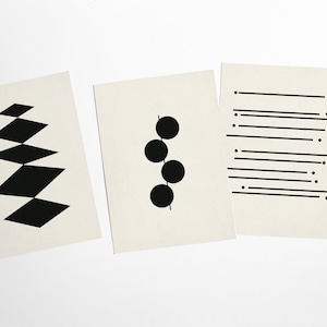 Monochrome Art Postcard Set, Contemporary Stationery, Geometric Postcards Just Black image 1