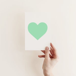Mintgroene hartkaart, eigentijdse Valentijnsdagkaart - mintgroen