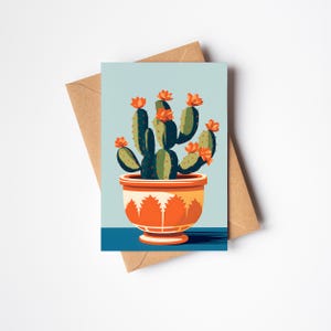 Carte peinte de cactus en fleurs pour les amateurs de plantes