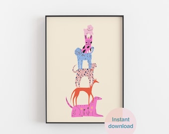 Dog Illustration Download Print | Printable Funny Dog Breed Art