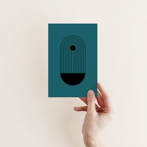 Tarjeta abstracta verde azulado moderno, Tarjeta de arte, Tarjeta para todas las ocasiones - Sistema