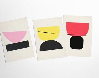 SALE POSTCARDS Modern Art Postcard Set, Contemporary Stationery - Poise