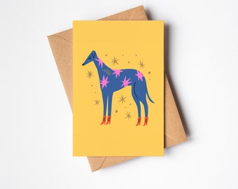 Carte de voeux Whippet / Lurcher / Greyhound pour amoureux des chiens lévriers