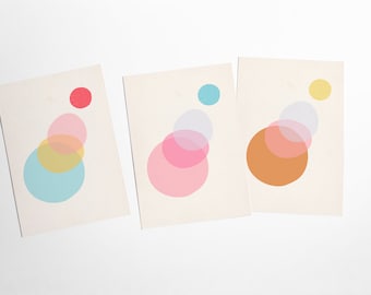 Modern Abstract Postcard Set, Contemporary Stationery, Pastel Postcards - Reflect