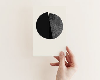 Abstract Moon Card, Modern Greeting Card - Dark Side of the Moon