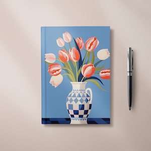 Floral Tulip Journal, Blank Hardback Notebook 5x7/A5/A4