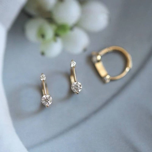 Ice Cream Pure 9k Gold Small Zirconium shops Diamond Personalized Design Word Japanese and Korean Temperament Earr