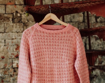 Checked sweater knitting pattern - women's raglan sweater pattern - top down sweater knitting pattern