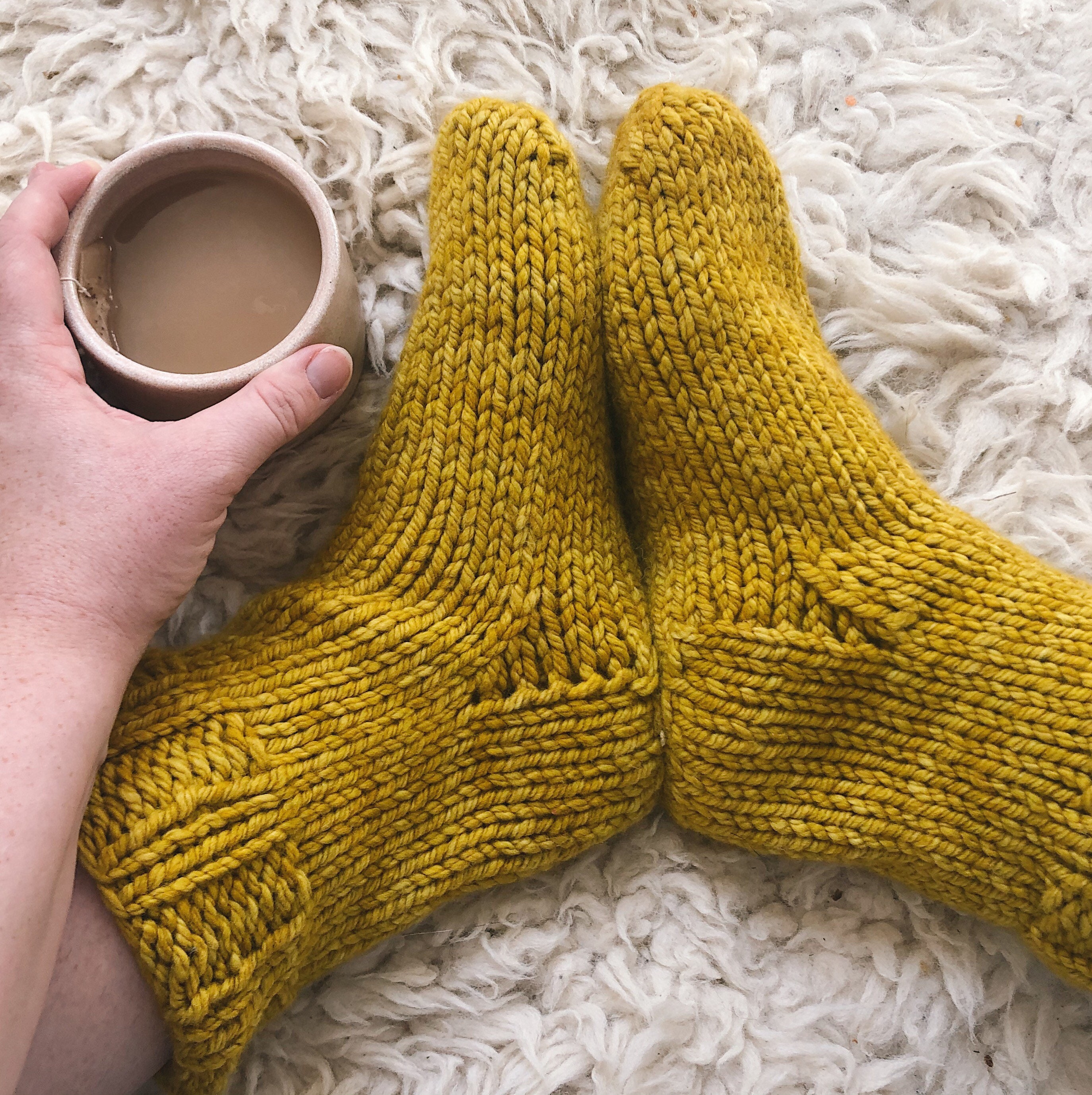Knitting Pattern Ya Basic Chunky Bed Socks Etsy