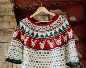 Knitting pattern - Rockin’ Reindeer Richard Christmas jumper - colourwork Christmas sweater pattern