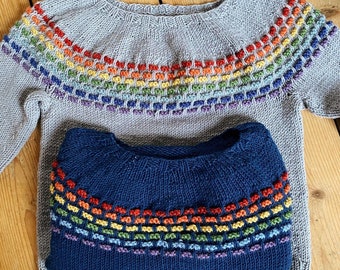 Knitting pattern - kids rainbow jumper - Jimmy Jab Jumper