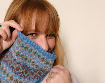 Knitting Pattern - Easy Fair Isle cowl - Coffee With My Oxygen Cowl