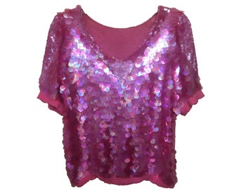 Short Sleeve Sequins Top