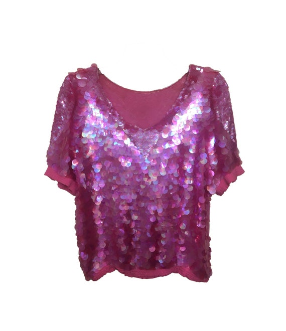 Short Sleeve Sequins Top