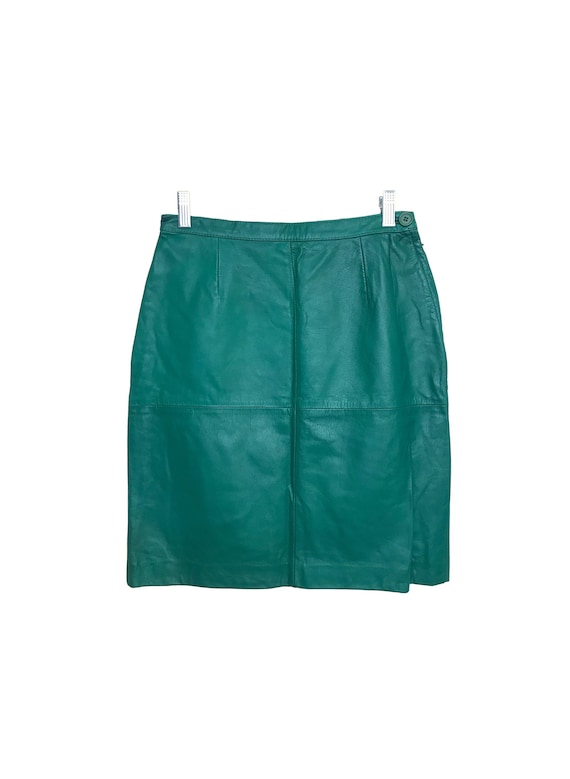 80s Green Leather Skirt