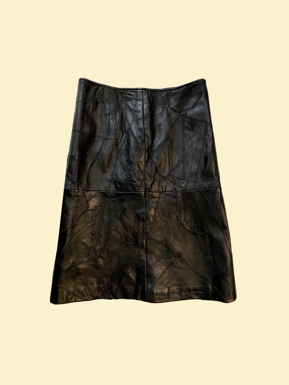 Leather Patchwork Skirt 80s - image 2