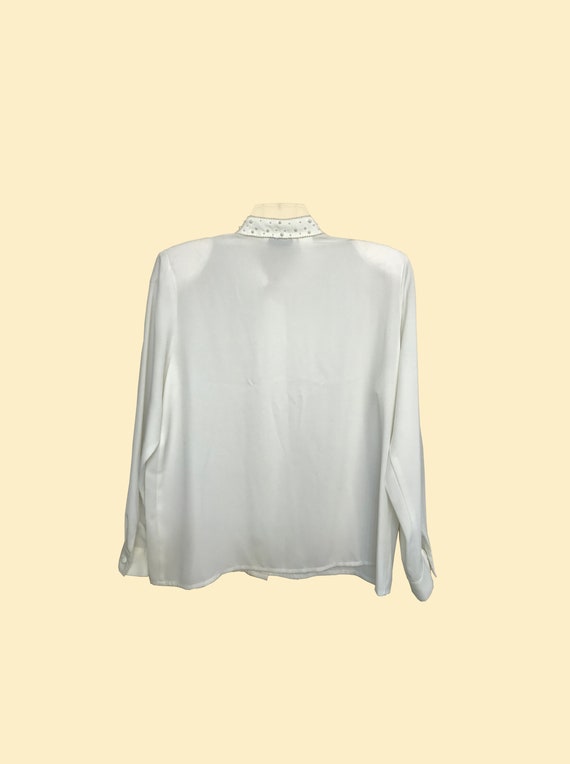 White Priest Collar Blouse - image 3