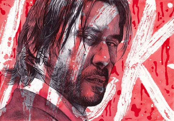 John Wick Pen Drawing Print Etsy