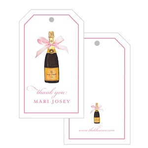 Champagne with Pink Bow Gift Tags |  Set of 16