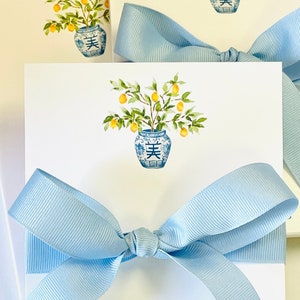 Lemon Tree in Blue & White Ginger Jar Notepad