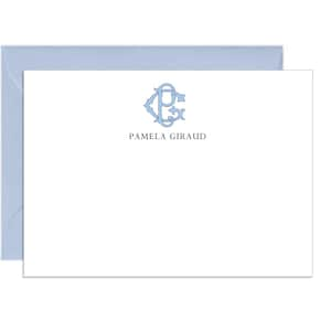 2 Letter Initial Stationery • Flat Card • Set of 10