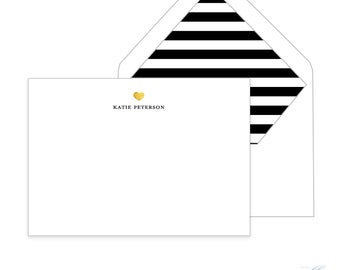 Gold Heart Stationery • Flat Card • Set of 10