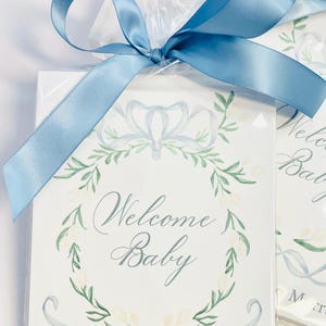 Watercolor Crest Baby Milestone Cards | Blue and White