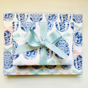 Easter Egg Wrapping Paper • Chinoiserie Eggs  • 4 Flat Sheets • 20&quot; x 29&quot;