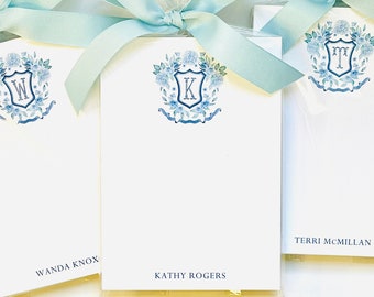 Blue Floral Crest Notepad