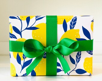 Lemon Themed Wrapping Paper with Personalized Text Farmers Market Lemonade Stand Party Decor Fruit Stand Birthday Custom Gift Wrap
