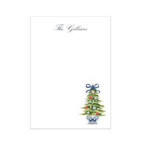 Blue Holiday Tree Notepad