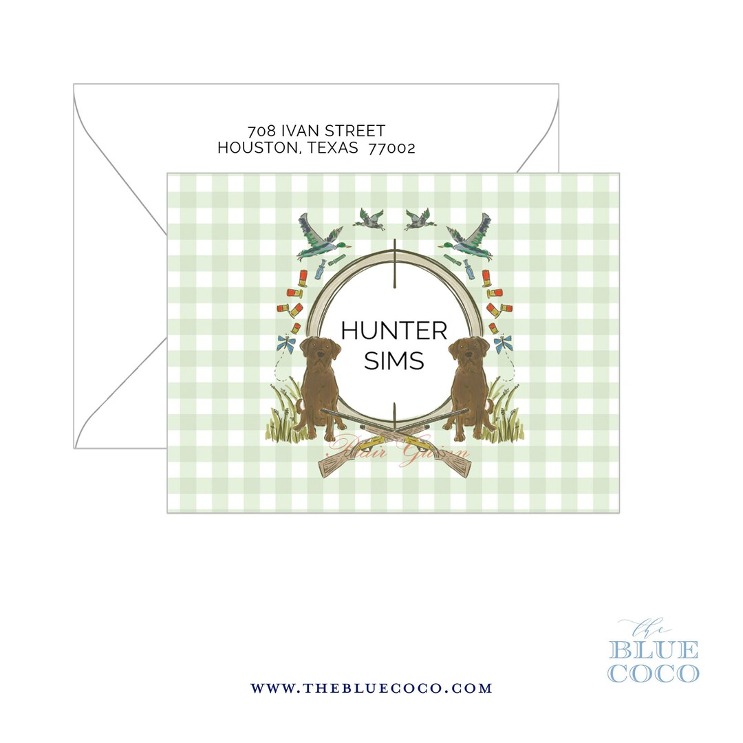 Hunting Card Border Hunting Crest Stationery • Folded Card • Set of 10 - Etsy