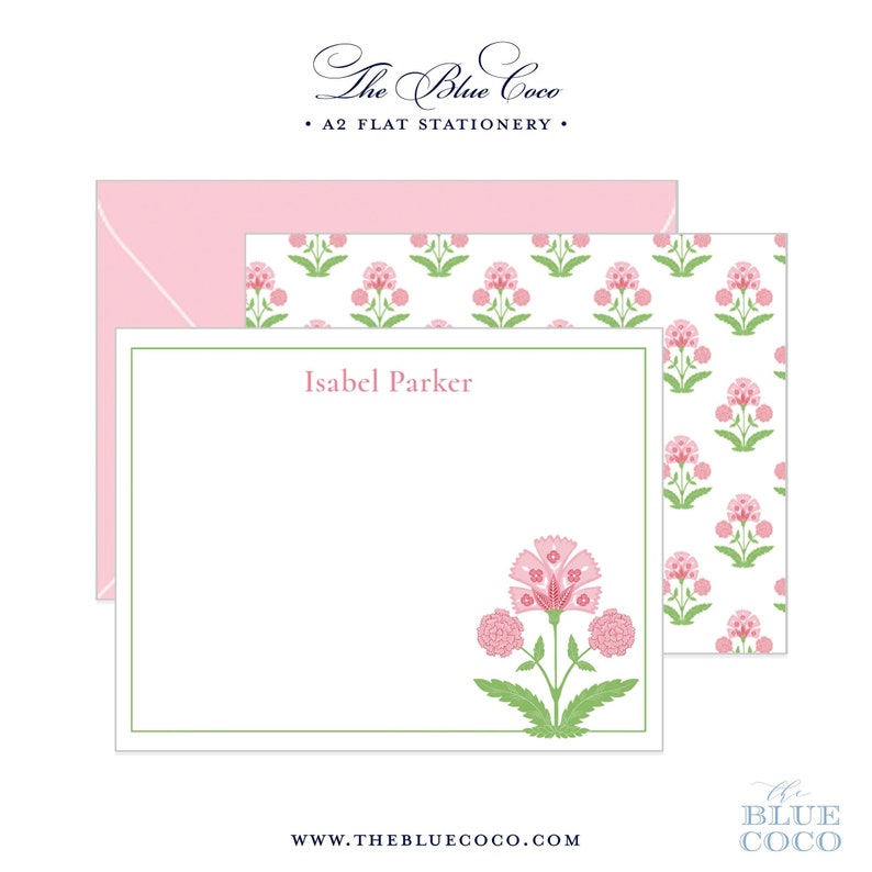 Pink Flower Stationery • Flat A2 Card • Set of 10 - Etsy