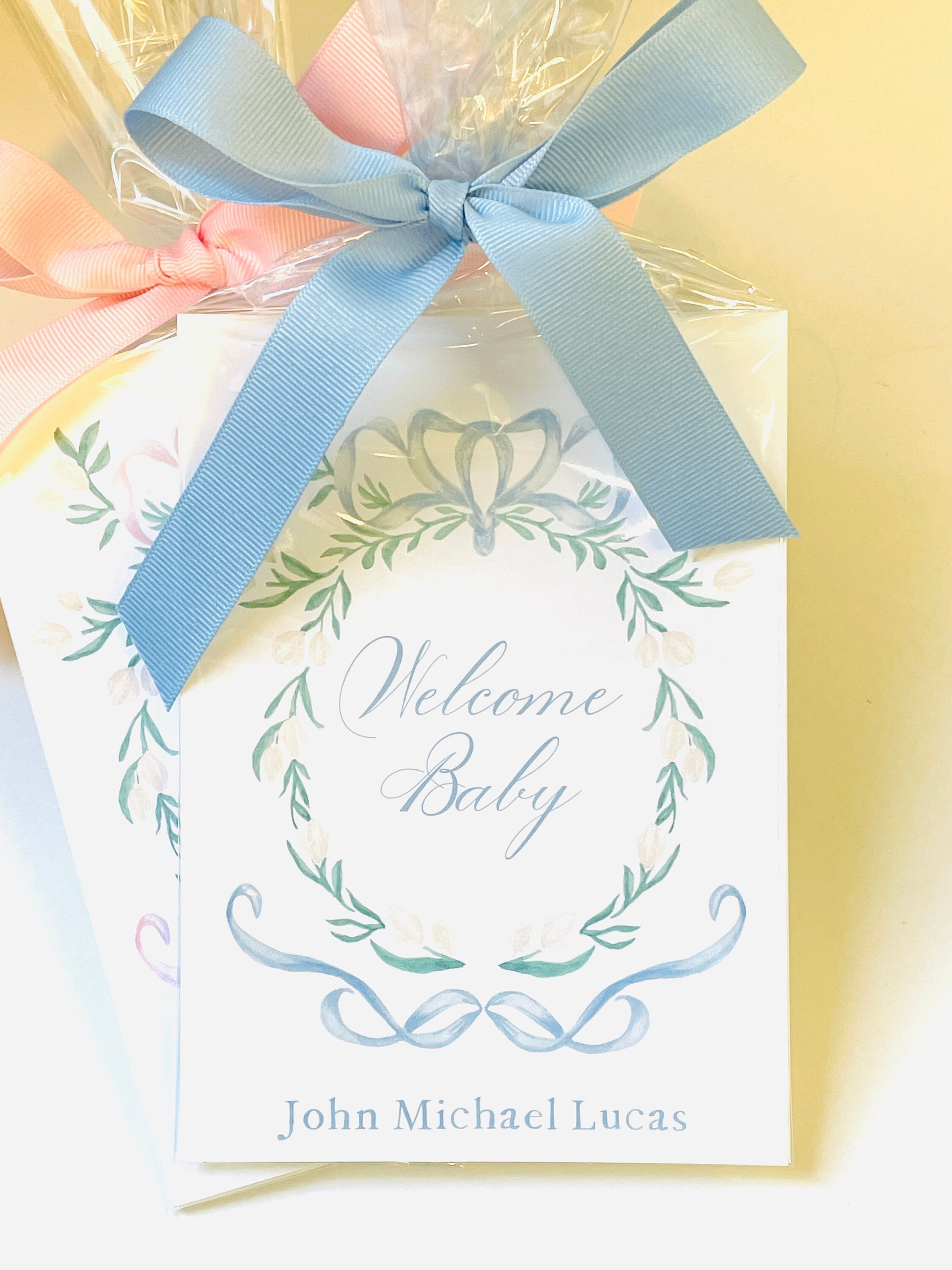Watercolor Crest Baby Milestone Cards | Blue and White - Etsy