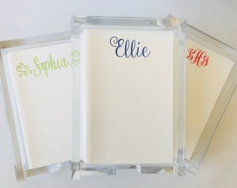 Personalized Notepaper in Acrylic Paper Tray