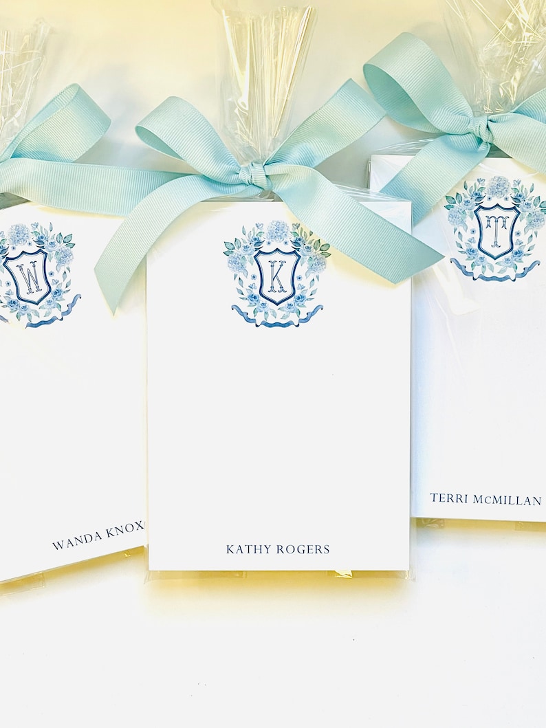 Blue Floral Crest Notepad image 1