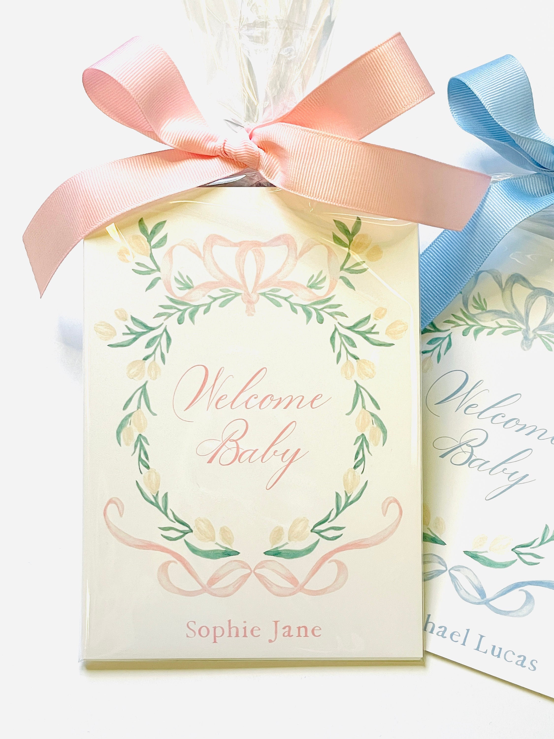 Watercolor Crest Baby Milestone Cards | Pink and White - Etsy
