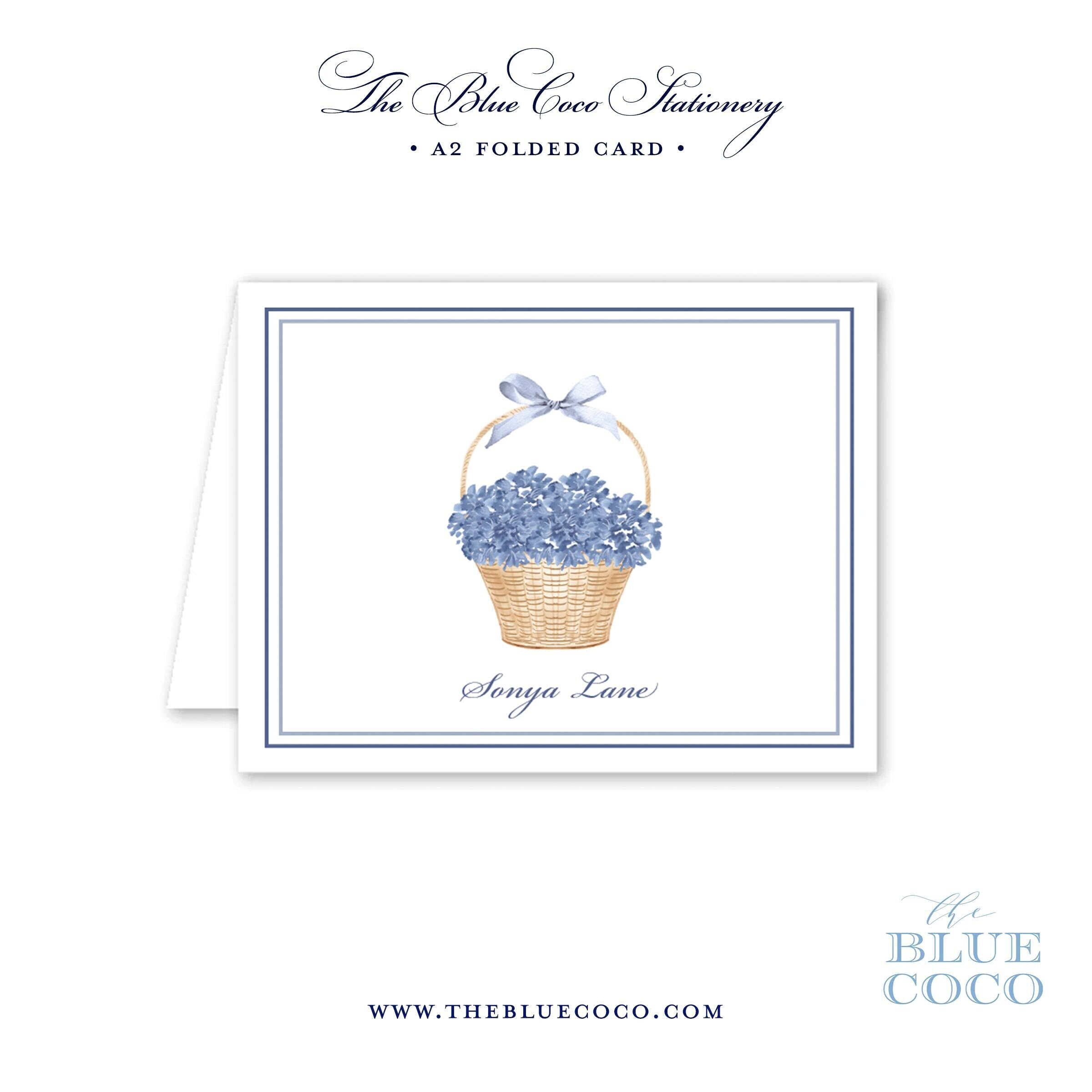 Basket of Blue Hydrangeas • Folded Card • Set of 10 - Etsy