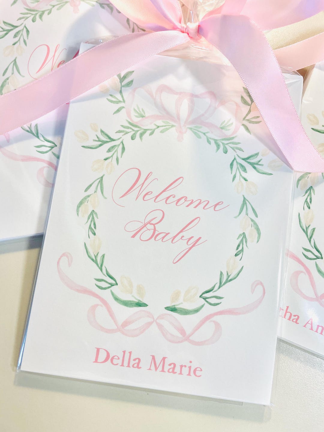Watercolor Crest Baby Milestone Cards | Pink and White - Etsy