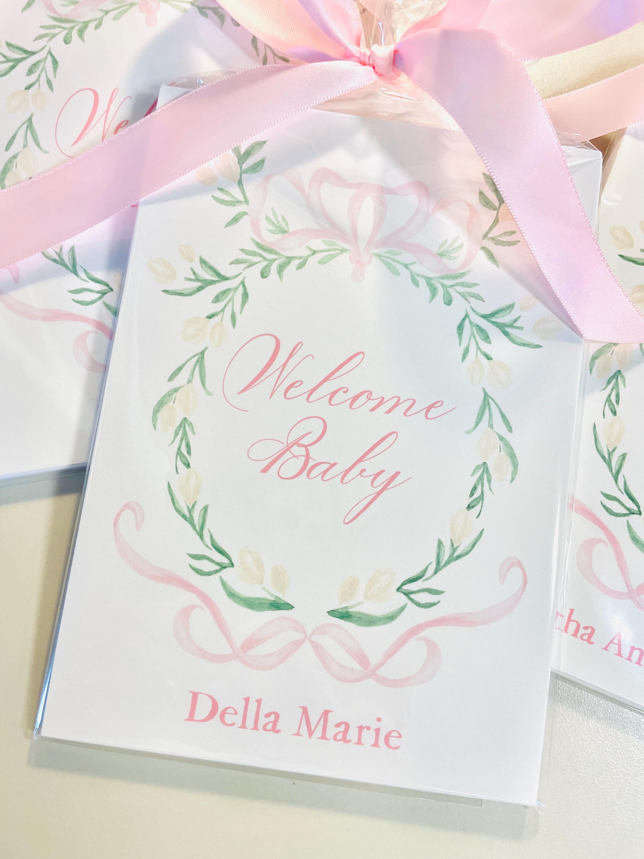 Watercolor Crest Baby Milestone Cards | Pink and White - Etsy