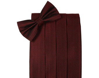 Wine Silk Weave Tuxedo Cummerbund et Bow Tie Set