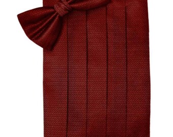 Claret Red Tuxedo Cummerbund and Bow Tie Sets in Assorted Patterns