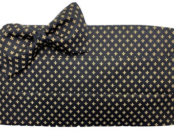 Mardi Gras Black and Gold Fleur de lis Cummerbund and Tie Set