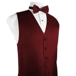 Claret Red Herringbone Tuxedo Vest and Tie