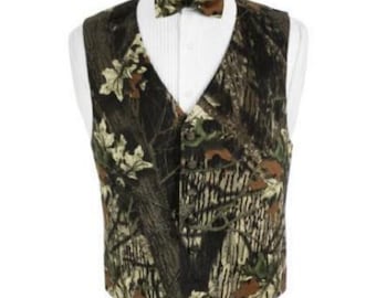 Hunter's Camouflage Tuxedo Vest and Bow Tie