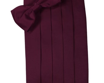 Wine Tuxedo Cummerbund and Bow Tie Sets in Assorted Patterns